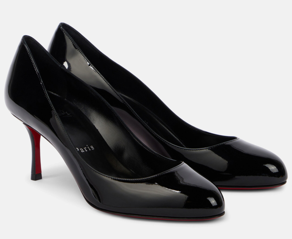 Christian Louboutin Dolly Pump 70 Black Patent Leather Round Classic Heel 38.5